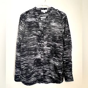 Calvin Klein Black & White Button Down Blouse Small
